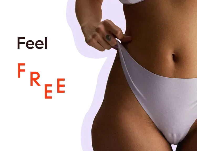 Woman in underwear pulls her slip up
